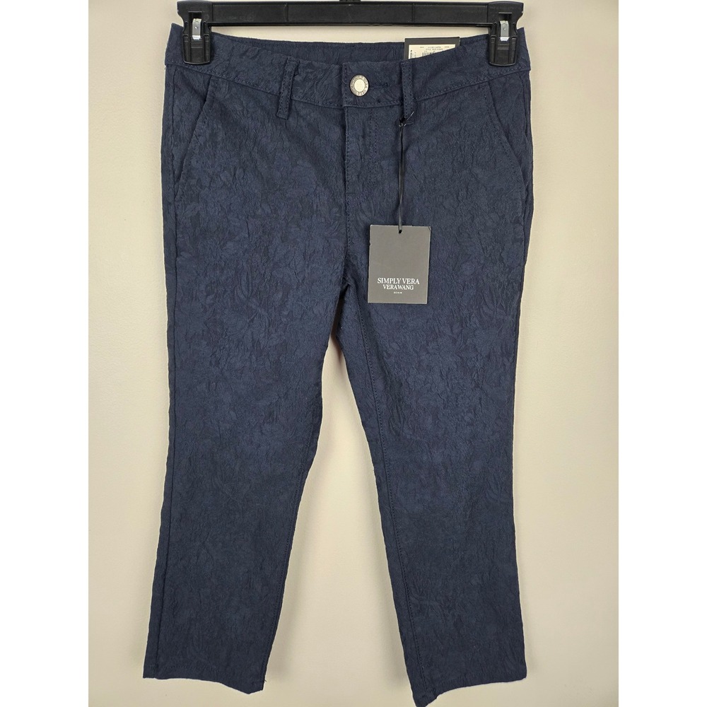 Simply Vera Vera Wang Womens Textured Capri Pants Navy Blue Size 2 WV81X104RR